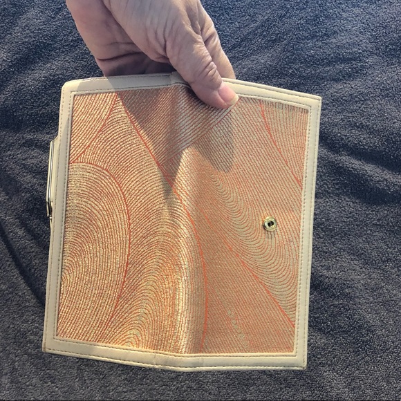 Vintage luncheon wallet / clutch, orange and gold - Picture 2 of 7